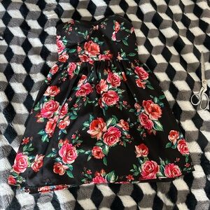 Xhilaration Black Floral Strapless Dress